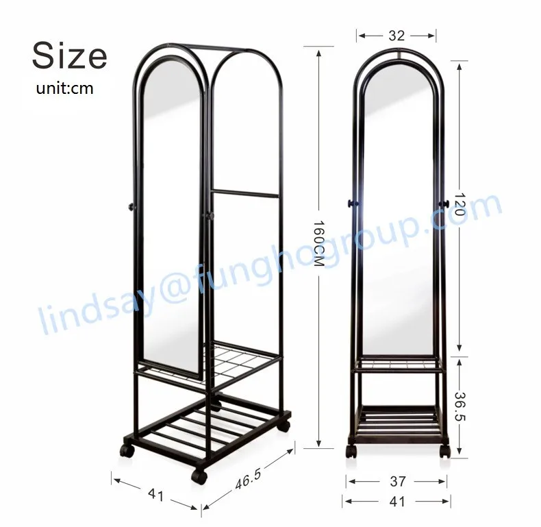 
New Modern Bath Home Floor Standing Dressing Mirror with wheel 