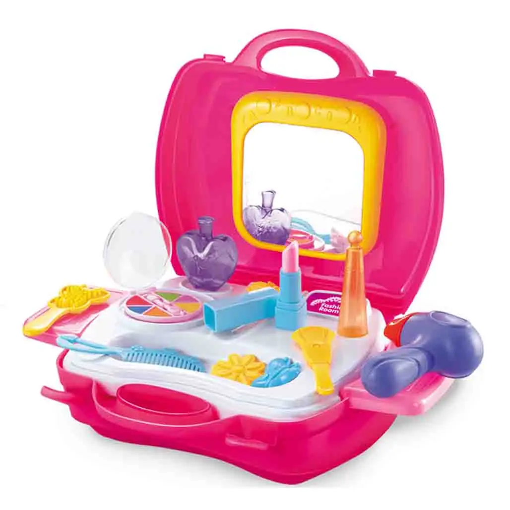 Kids Pretend Play Fashion Cosmetics Portable Suitcase Girl Make Up Set Toys