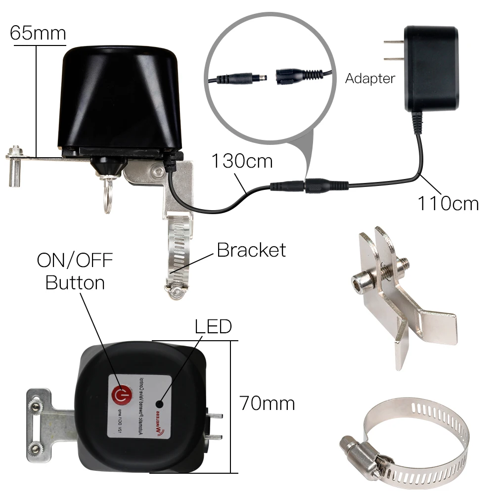 Wifi Zigbee Water Gas Valve Controller for Tuya APP Remote Control Pipe garden sprinkler Lawn Kitchen Ranch Bathroom Warehouse