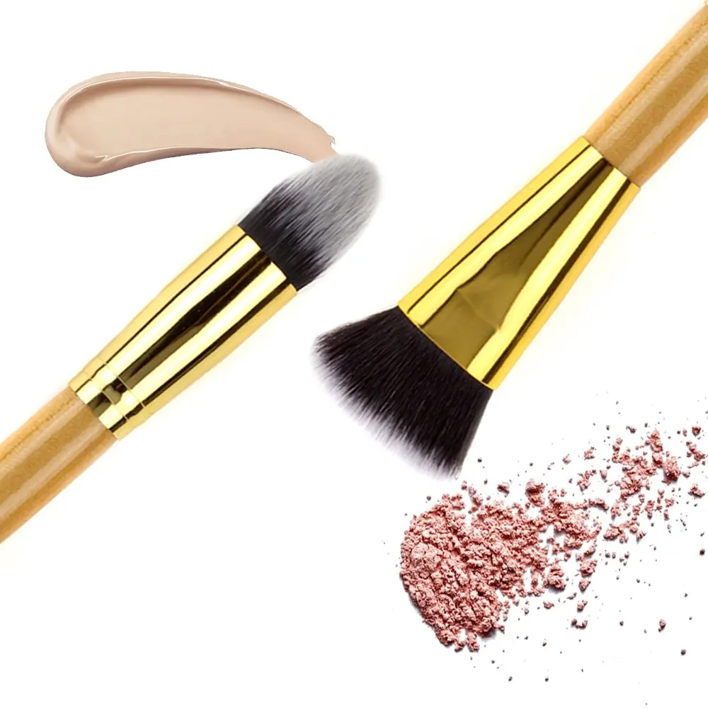 Double-headed Portable Makeup Brush Large Loose Powder Blush Highlight Kabuki Powder Contour Brush Beauty Professional Tool