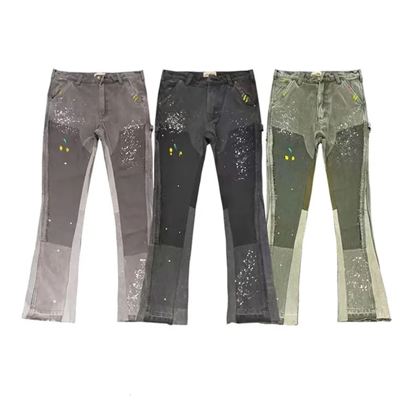 OEM Factory Vintage Slim Fit Ripped Bell Bottom Jeans Flared Pants Men
