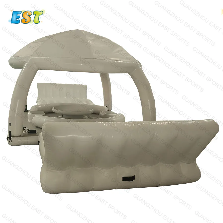 Commercial Inflatable Floating Dock Platform with Tent for Summer Recreation Aqua Party Bana