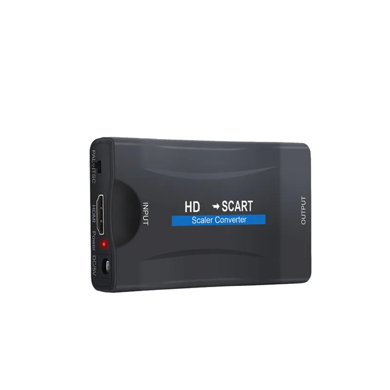1080P HD- Input to SCART Output Audio Video Upsale Converter AV Signal Adapter with USB Cable For Box TV DVD PS4