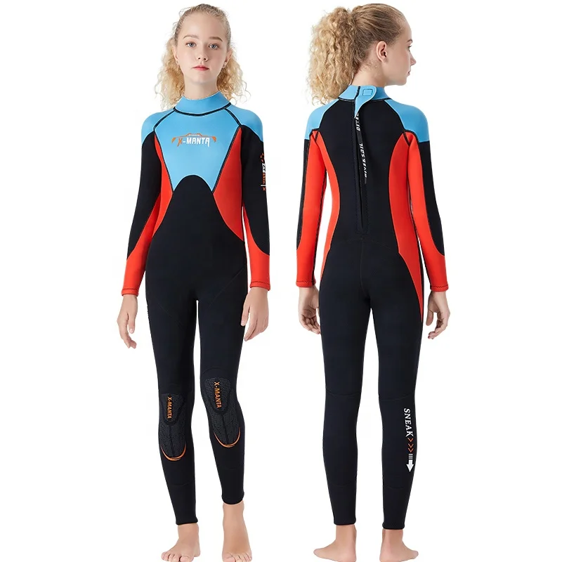 Professional teenager wetsuits 2.5mm neoprene fabric warm kids dry diving surfing swimming suit for children