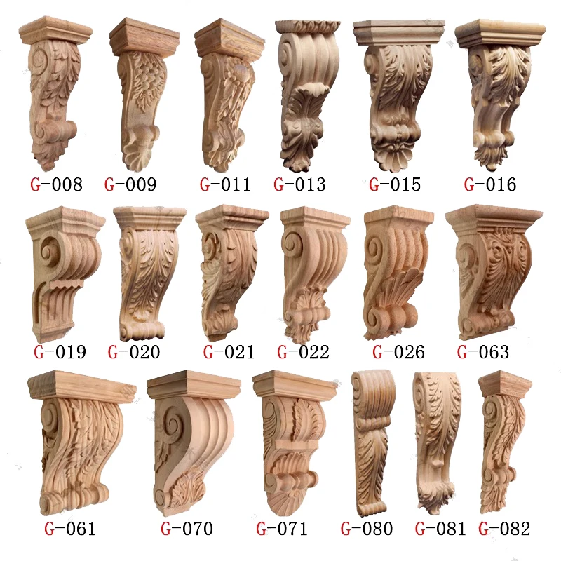 Unfinished Hand Carved Wood Onlay and Applique Wood Capitals American modern cabinet decoration bedroom light luxury corner