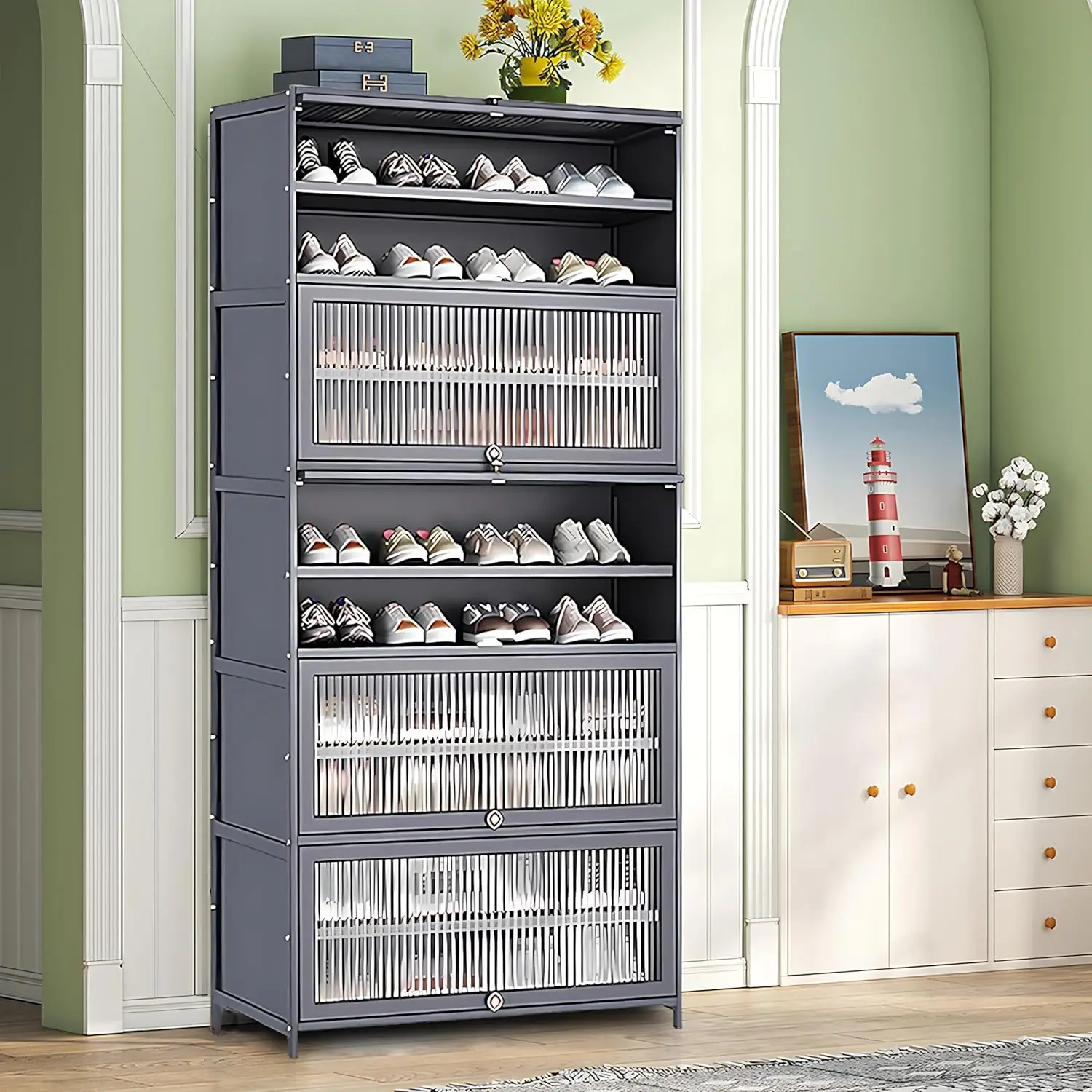 Shoe Cabinet, Large Shoe Storage Cabinet Organizer for 40-45 Pairs, Vertical Shoe Rack for Entryway, Bedroom