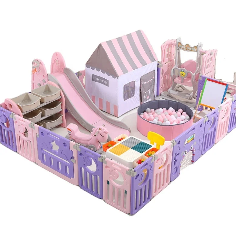 
One-Click Folding Baby Playpens with Multifunctional Toys for Both Indoors & Backyard 