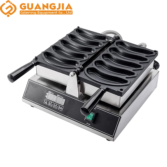 Commercial 5 Pcs Banana-Shaped Waffle Maker SY Restaurant Equipment Non-Stick Automatic Cone Snack Machine Hotels Electric Power