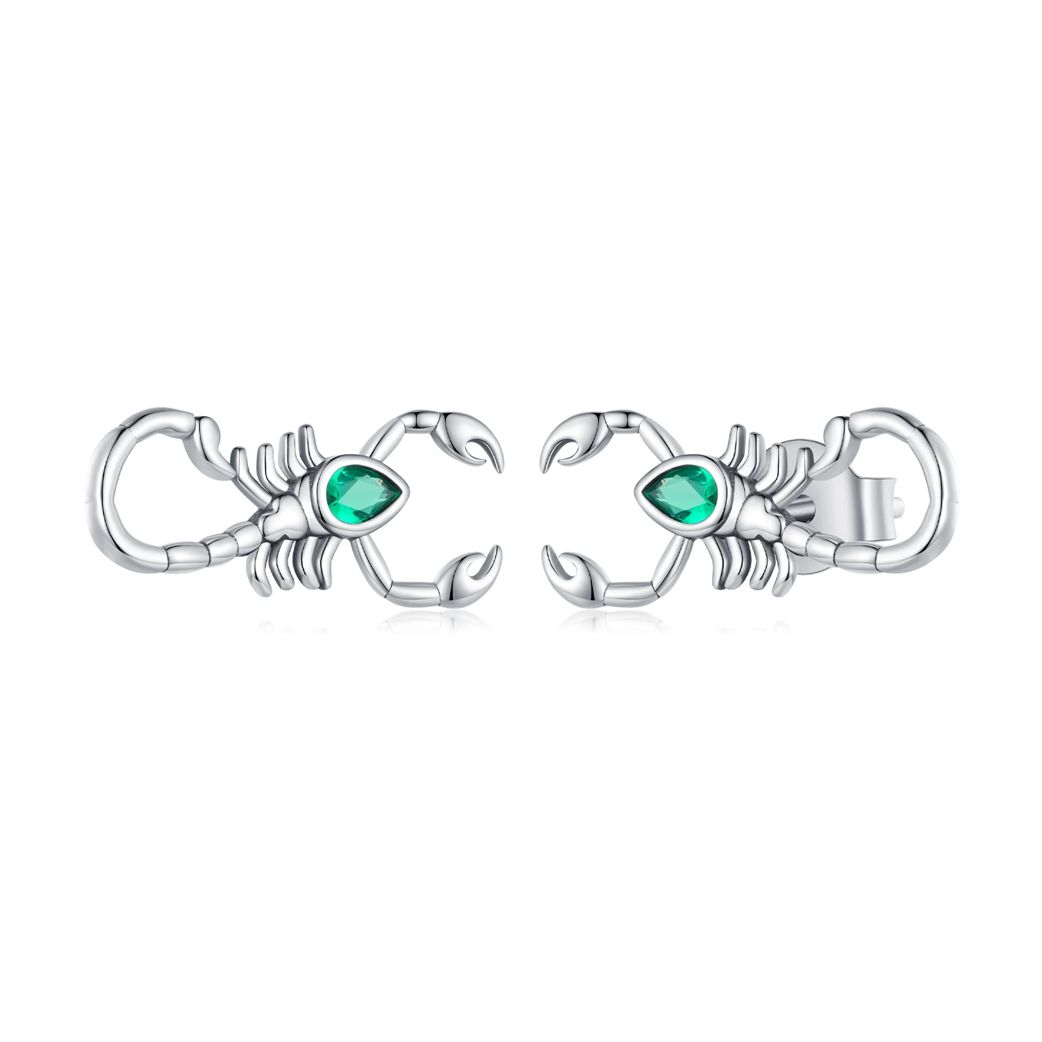 925 Sterling Silver Green Zircon Scorpion Stud Earrings for Women Original Design Animal Earrings Fine Jewelry SCE1555