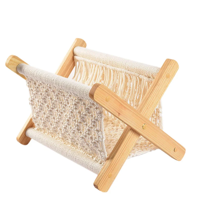 Bohemian Macrame Bamboo Book Holder for Magazine Newspaper Wooden Magazine Holder Bamboo Magazine Rack