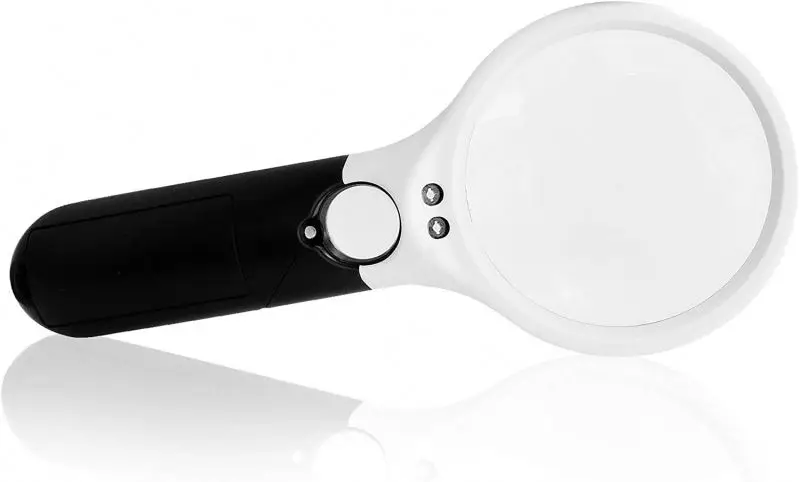 Free Sample ABS Handle 3 LED dia. 75mm  3X 15X 45X  Magnifying Book Reading Jewelry Magnifier Magnifying Glass Led Light
