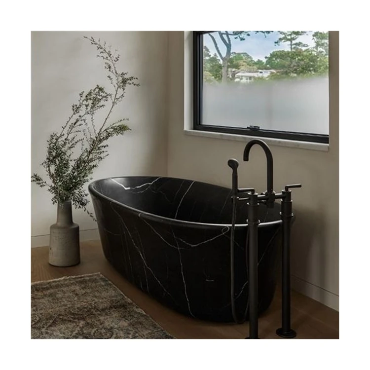 Newstar Big Bath Tub Bathroom Freestanding Black Marble Bathtub Travertine Bathtub Bathing Tub for Adults