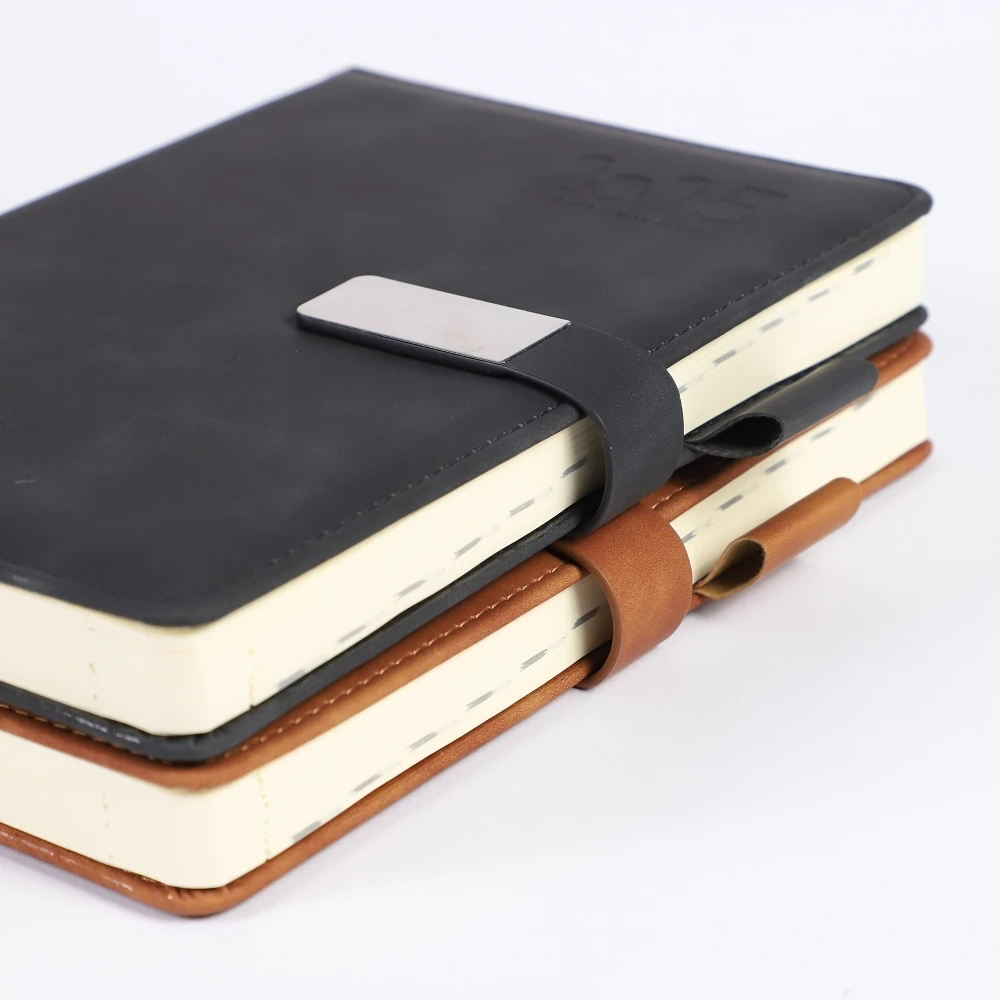 2025 Wholesale PU Leather Hardcover  Diary Business Notebook Customized Year Planner personalised Agenda