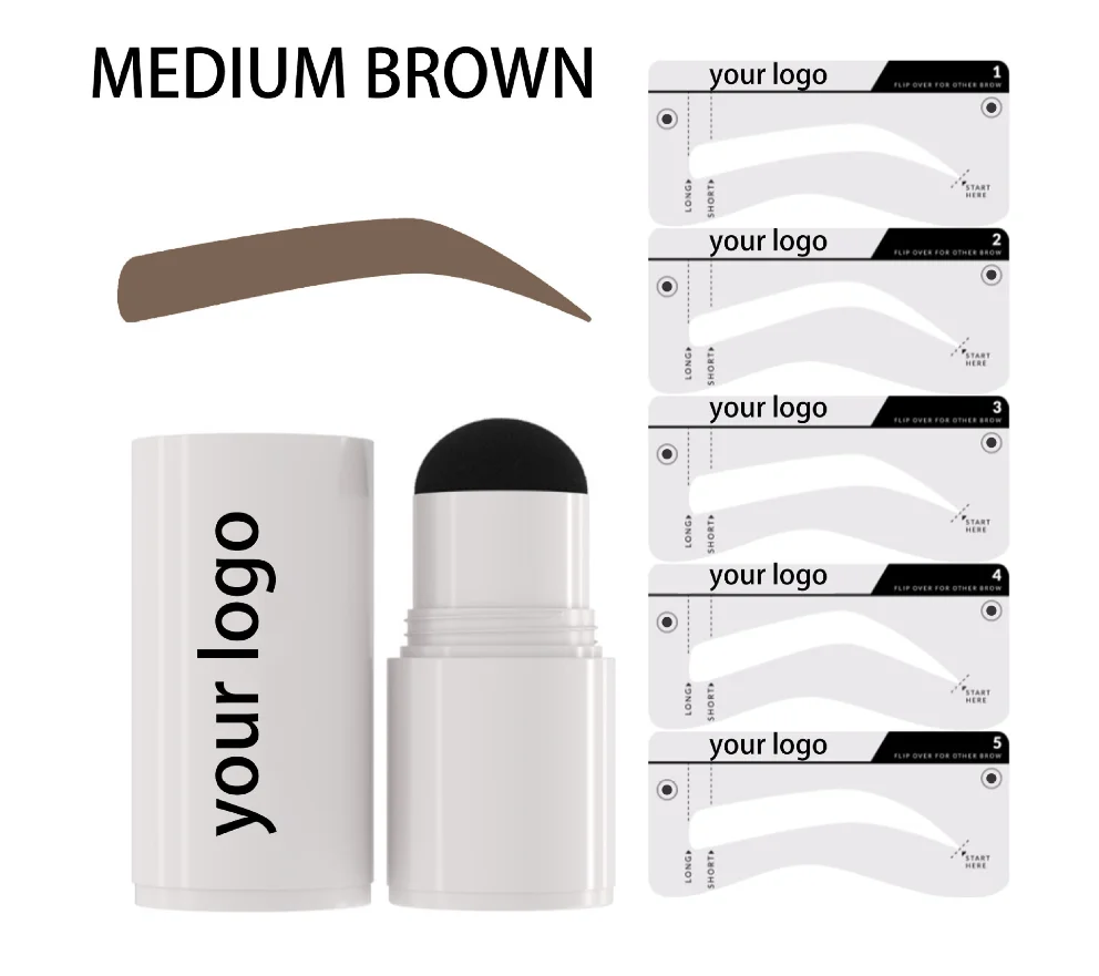 Wholesale OEM Brow Powder Stamp Stencil Kit Seamless Hold Professional Sweat Proof One Step Powder Eyebrow Set