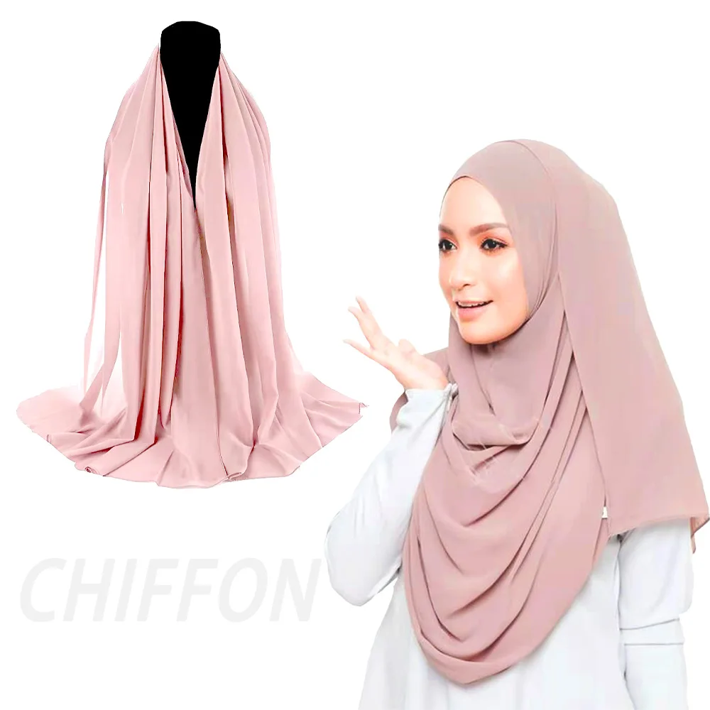 Hot Selling Cheap Price Factory Wholesale Arab Dubai Muslim Chiffon Scarf Hijab Women Malaysia Head Wrap Plain Scarf Hijab