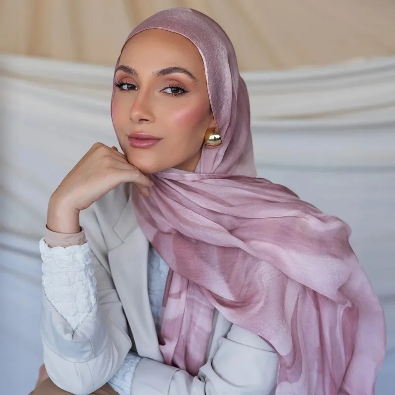 2024 Ombre Hijab Printed Marble Modal Hijab Scarf Cotton Viscose Bamboo Modal Soft Print Modal Hijab