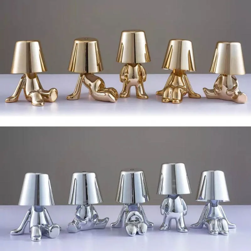 Thinker Little Golden Man Table Lamp Rechargeable LED Night Light Decorative Ornament Atmosphere Bedside Thinker Lamps
