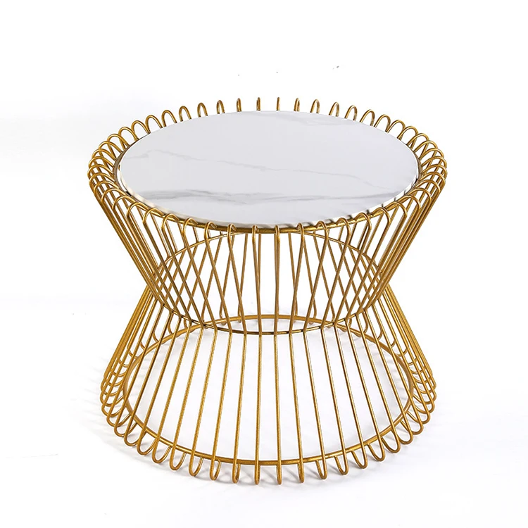 Wholesale modern living room side table porch iron wire corner table high temperature paint iron coffee table