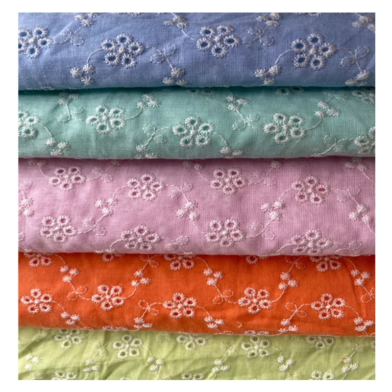 Custom Cotton Lace Embroidered Clothing Fabric