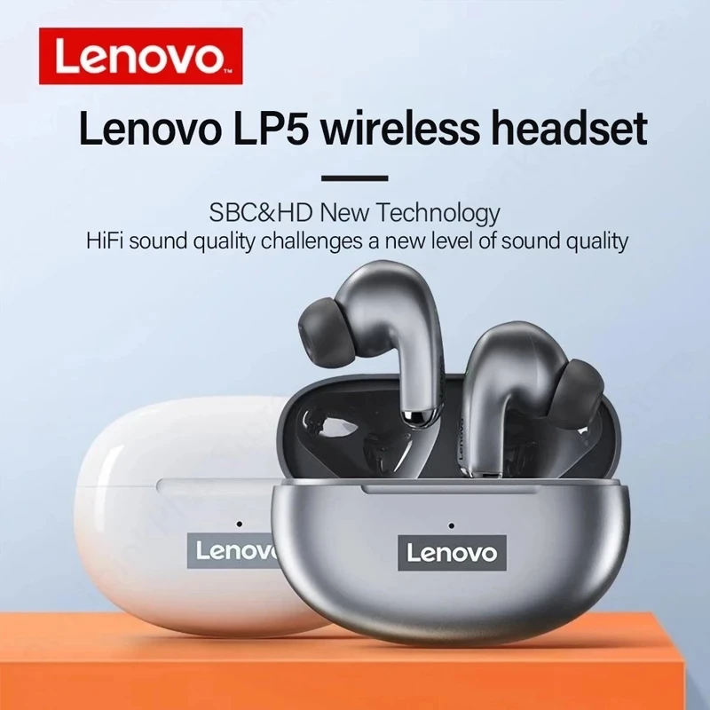 100% Original Lenovo LP5 Wireless Earbuds HiFi Music Earphone With Mic Headphones Sports Waterproof Headset 2022New