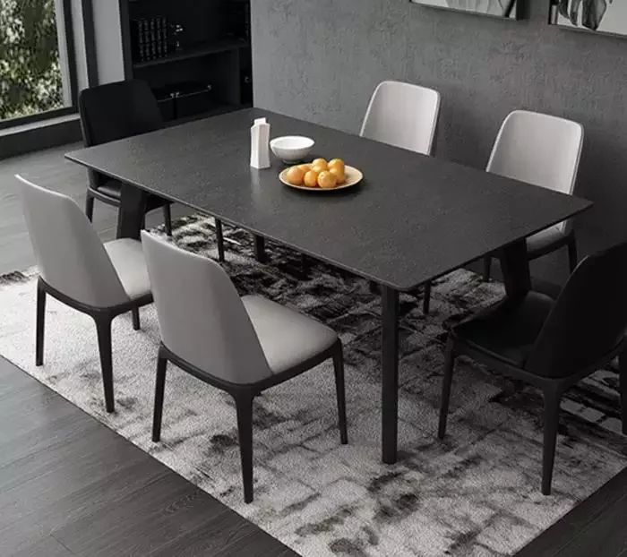 Wholesale  New Rectangular Italian Marble Top tavolo And Metal Leg mesa de marmore Dining Table Set