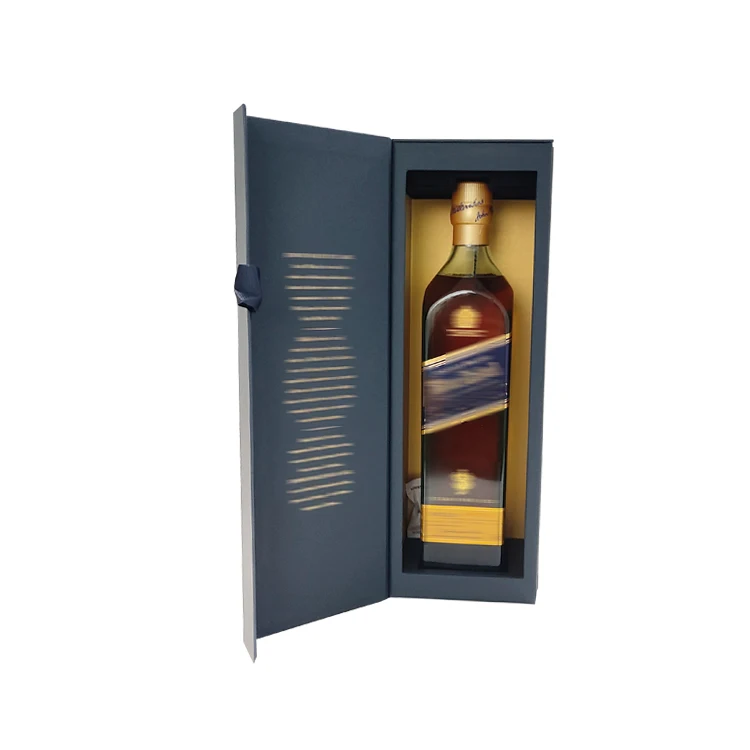 Luxury Cardboard Magnetic Closure Single Whiskey Packaging Folding Wine Gift Box