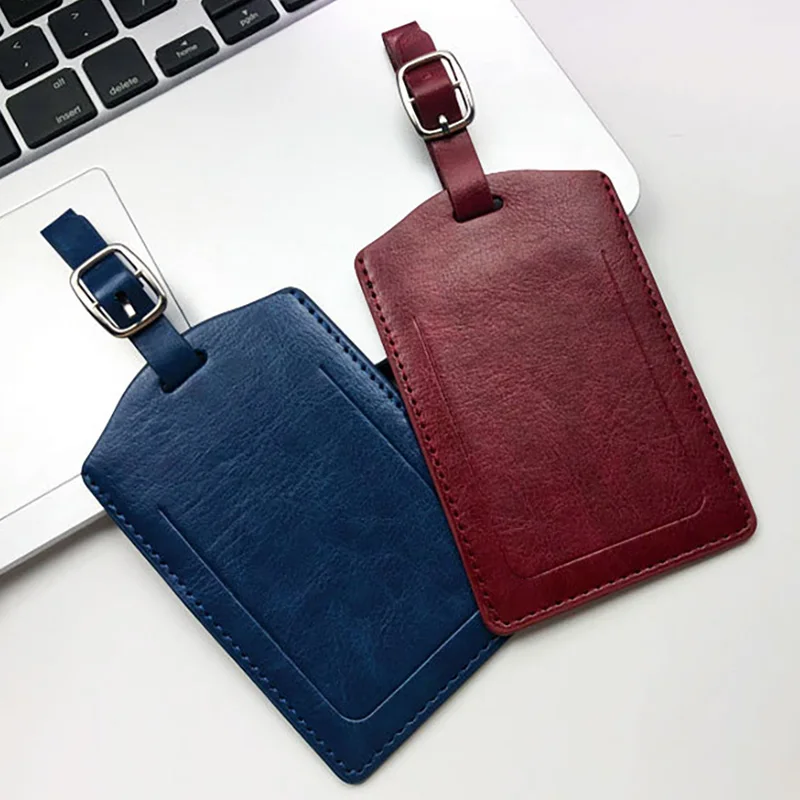 Factory Wholesale custom logo luggage tags Personalized Soft PU Leather bulk travel luggage tags