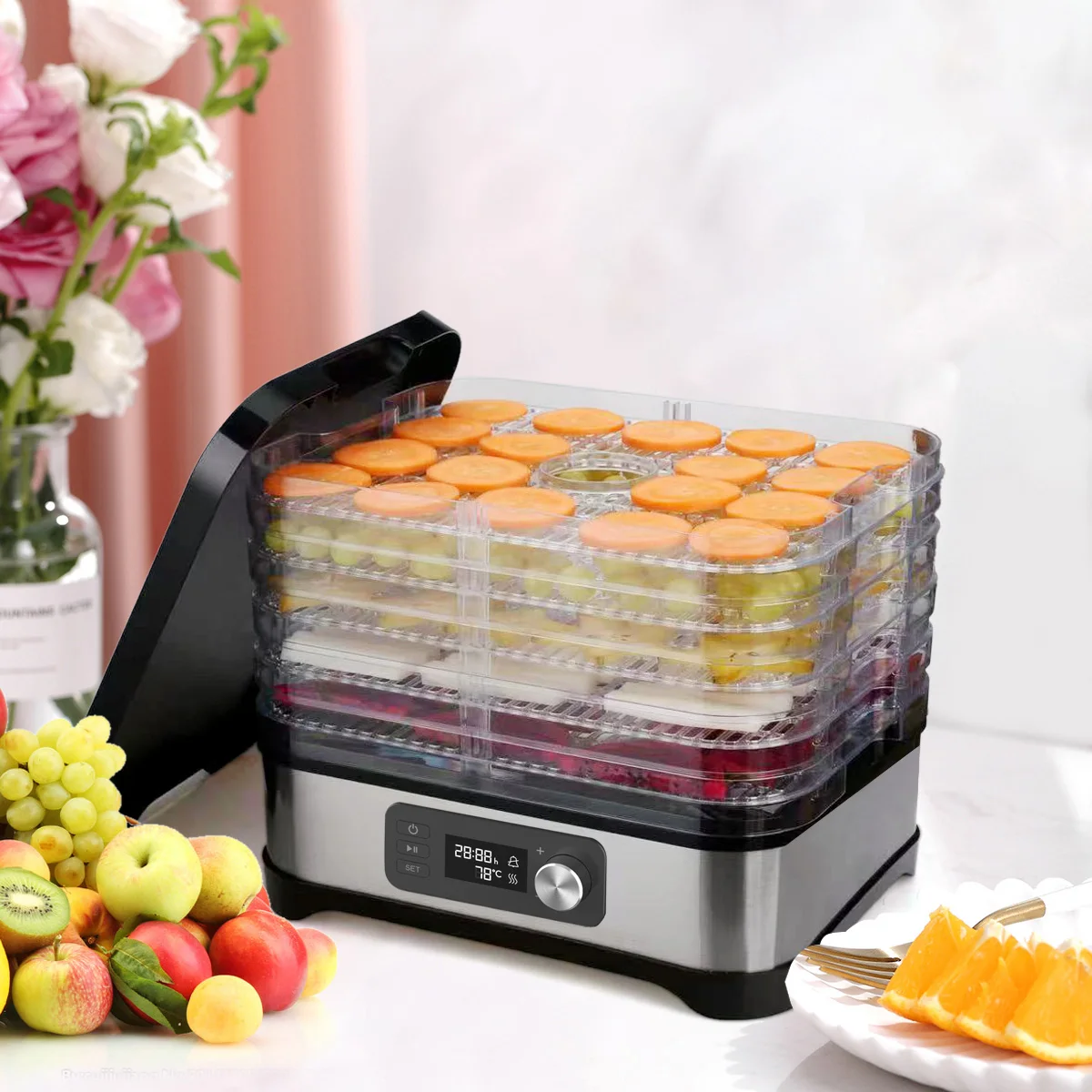 Electric Food Dehydrator Drying Capacity for Fruits& Veggies&Meats 5 Trays Dry Fruit Machine