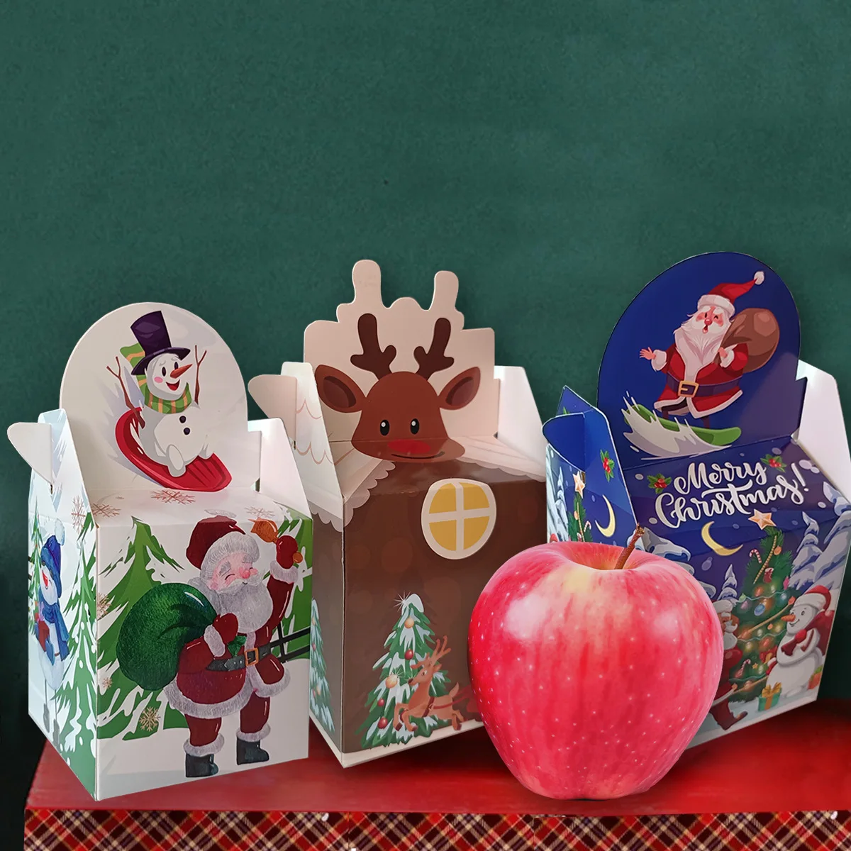 Personalised Classic Santa Watercolour Christmas Packaging Present Treat Party Decoration Paper Box