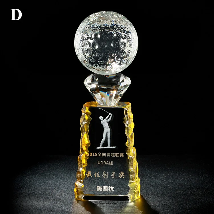Wholesale Exquisite Decoration Customs Crystal Business Gifts Player Sports Golf Crystal Awards