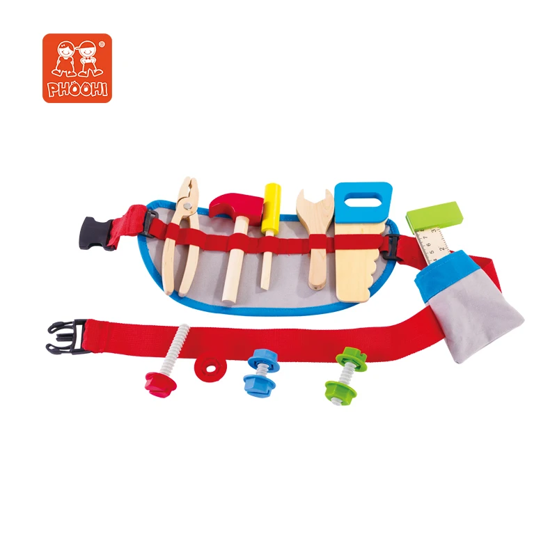 wooden role play children tool set with Belt toy for kids
