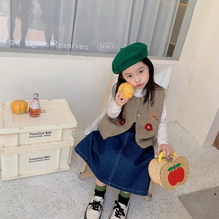 Китайский поставщик 2024 осенний и зимний Лидер продаж новые детские свитера для девочек кардиган жилет