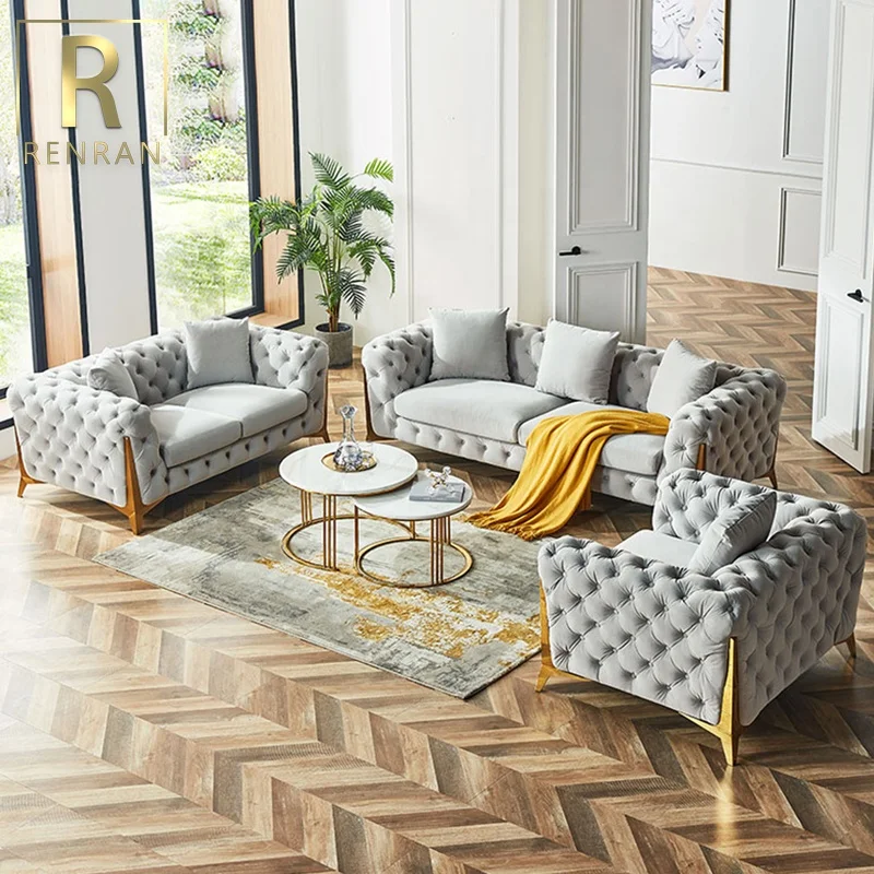 Elegant modern sofa royal home furniture leather sofa set Modern luxury used chesterfield leather sofa