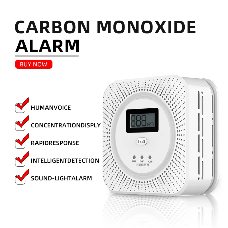 Детектор сигнализации CO для домашней безопасности автономная сигнализация co моноксид углерода Противоударная потолочная