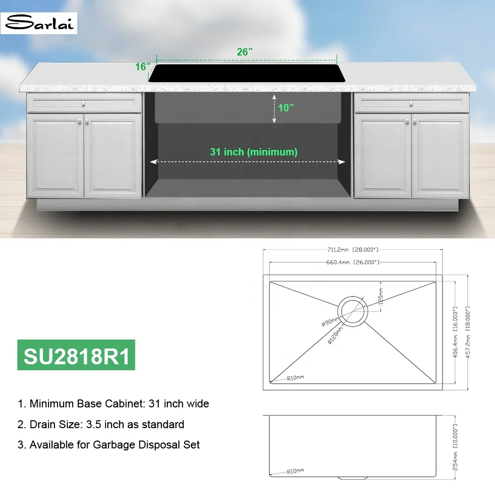 Household 304 Stainless Steel Sink with Simple Single Sink Design and Drain Rack Multifunctional Kitchen Stainless Steel Sink