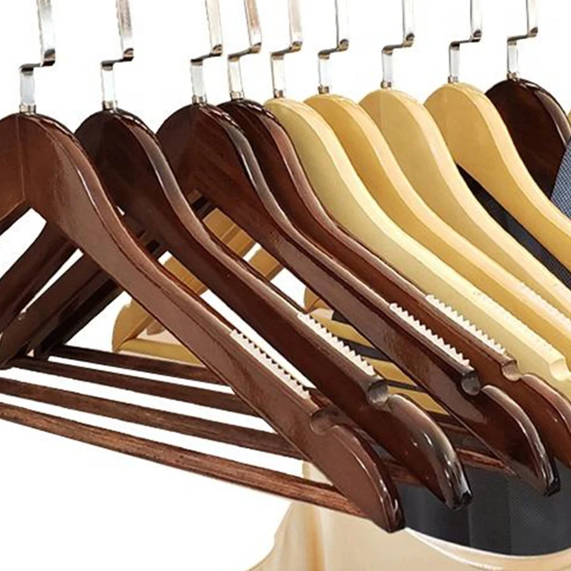 custom logo cloths clothing pants shirt solid wood hangers men suit coat luxury non slip black white wooden hangers for clothes