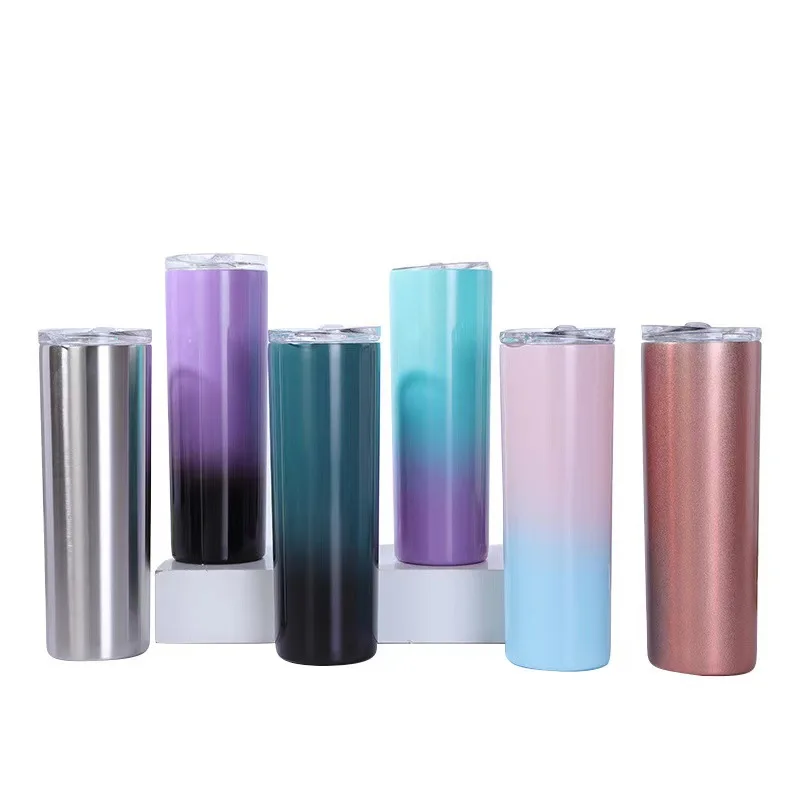 
20oz High Quality Custom logo cup vaccum bottle flask Straight Skinny stainless steel sublimation vacuum insulated tumbler cups 