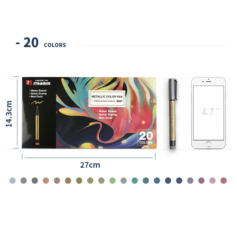 manufacturer customization 20pcs metallic color markers for kids adults and artist art work