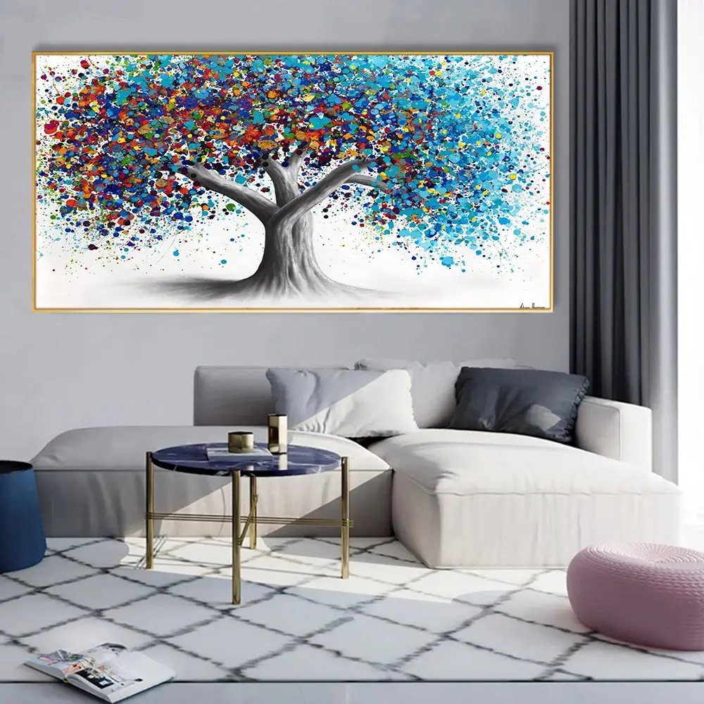 100% Hand Painted Abstract Gold Tree of Life Poster Wall Pictures oil painting gold money tree wholesale