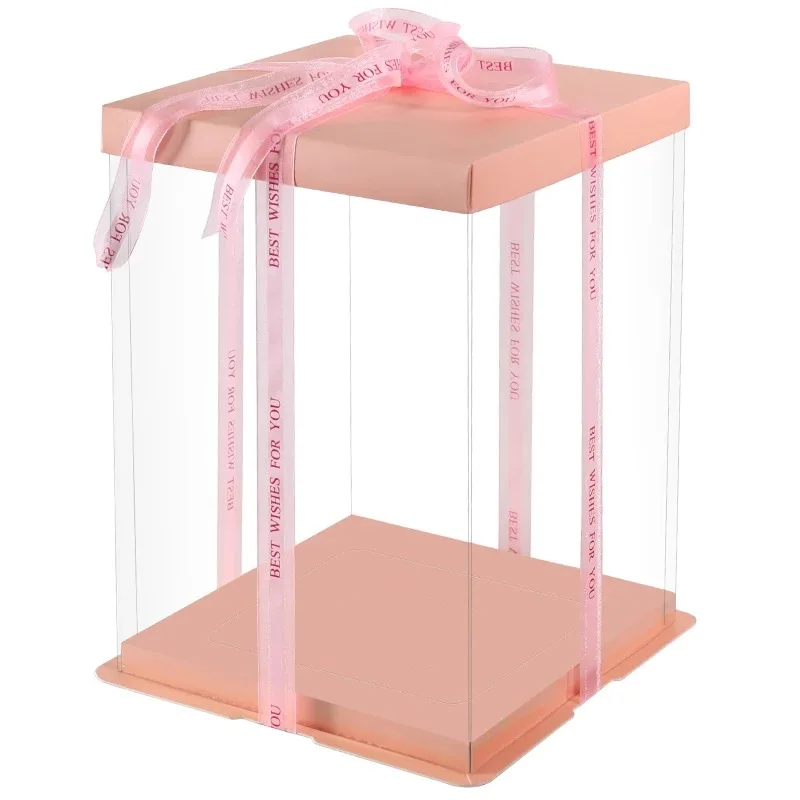 Transparent Box Plastic Clear Pvc Cupcake Round Bakery Large 8 10 Inch Luxury Cake Tall Boxes For Cake Packing Cake Paper with