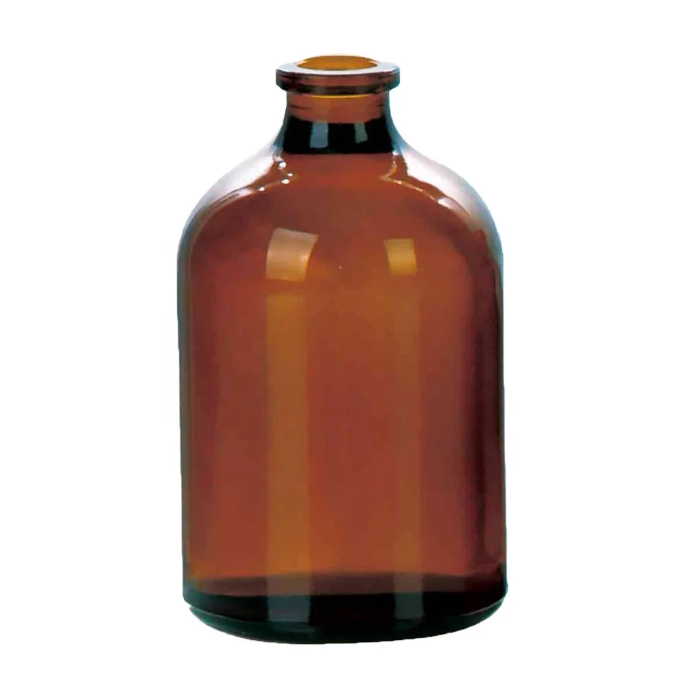 100ml amber  injection molded glass bottle vial