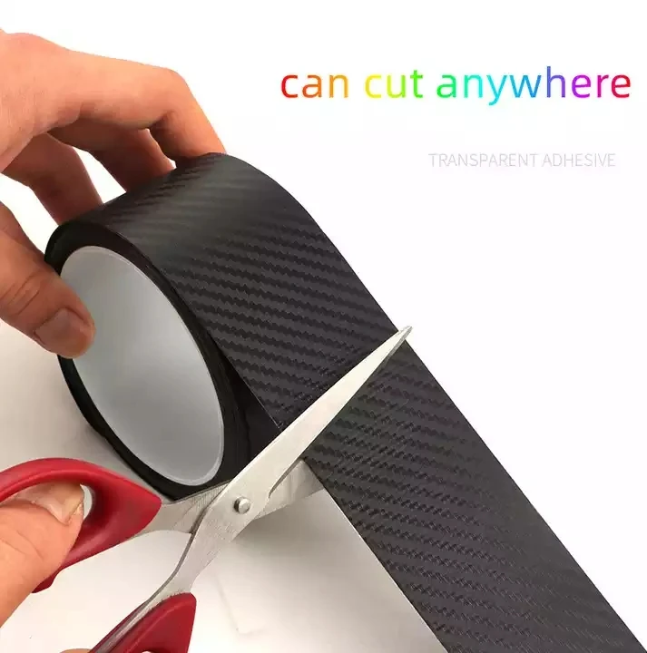 5cm*5m 5D Carbon Fiber Car Stickers Car Door Sill Strips Protector Vinyl Film Auto Bumper Sticker Car Anti Scratch Scuff Tape