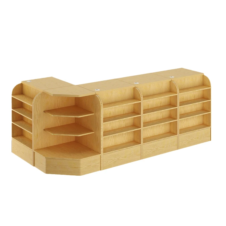 Simple Supermarket Equipment Wooden Grocery Store Checkout Counter Gondola Shelving In Supermarket Shelves