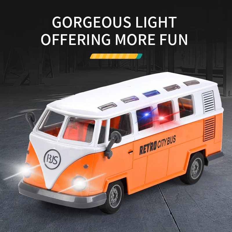 KSF TOP Selling 1:30 Four Way RC Bus Car Toys City Retro Vehicle Remote Control Bus Model Car With Light Sound