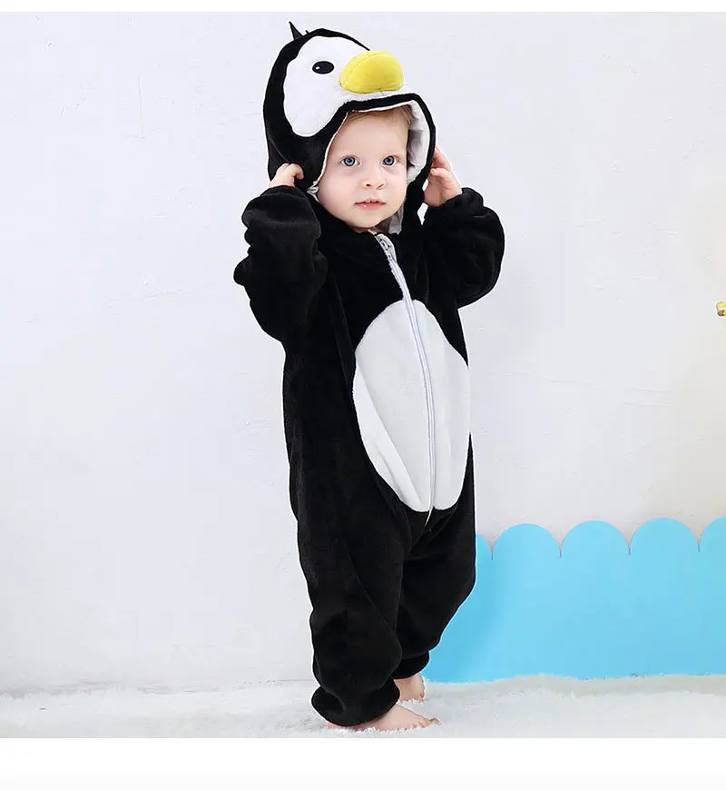 Infants toddler boy outfit plus size jumpsuits playsuits fleece penguin baby clothes newborn