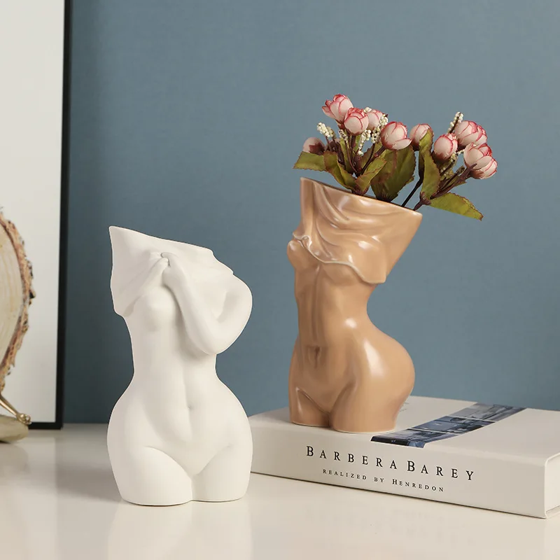 Hot Selling Nordic Solid Color Female Semi-nude Ceramic Vases