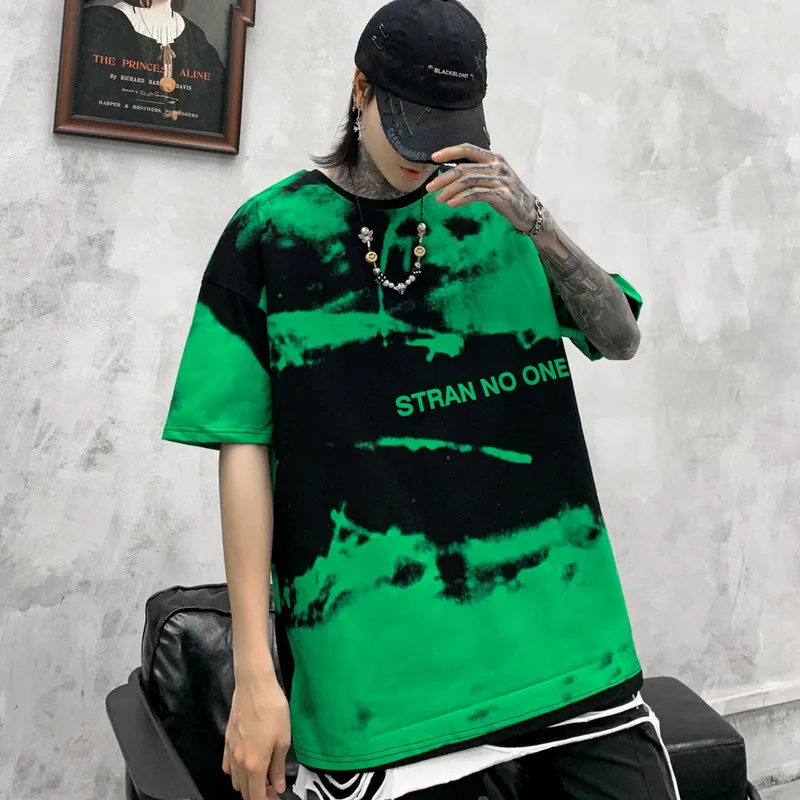 YIZHIQIU 2020  High Quality Hip Hop Tye Dyed Designers Men T Shirt Cotton