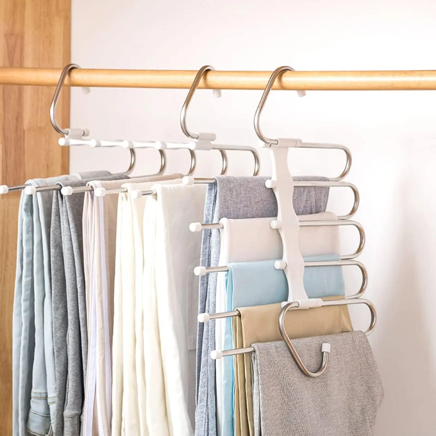 Multi Multifunctional Layer Closet Space Saving Clothes Jean Hanger Magic Pants Hangers Rack Organizer And Storage For Pants