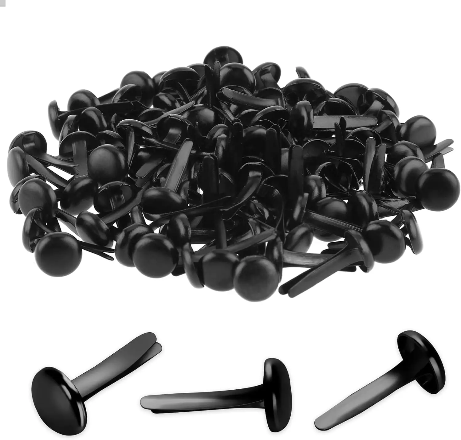 100pcs Black Paper Fasteners,Paper Fastener Brads for Kids Craft Art Crafting School Project