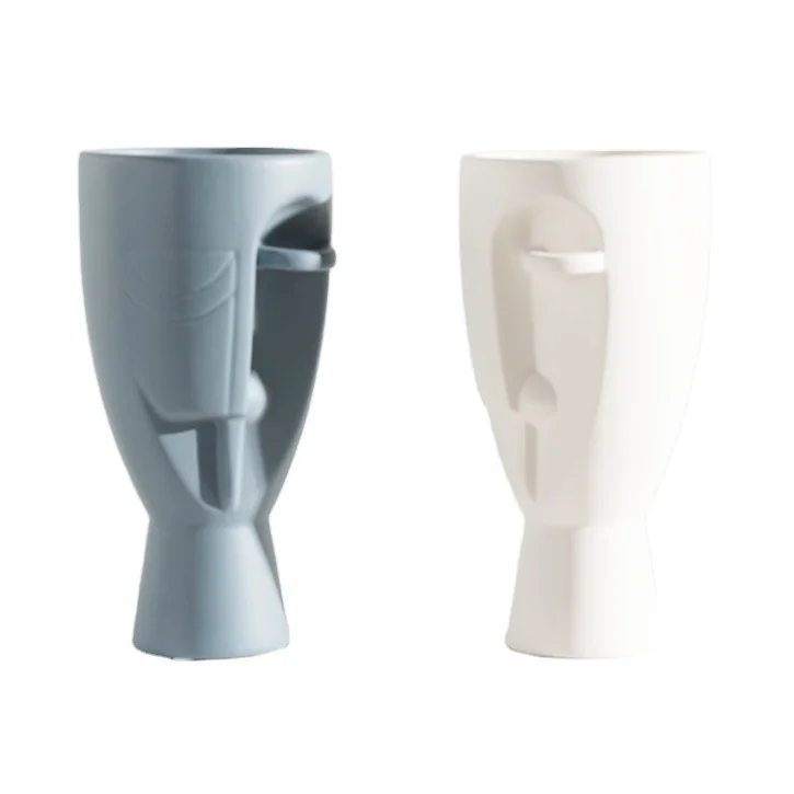 Half Face ceramic vase Nordic modern minimalist home living room model room hotel flower decoration ornaments